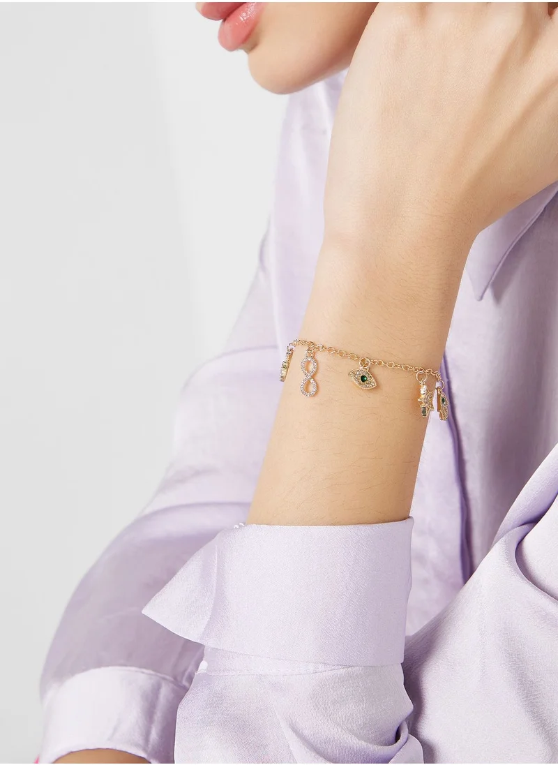 ELLA Multiple Charm Rhinestone Bracelet
