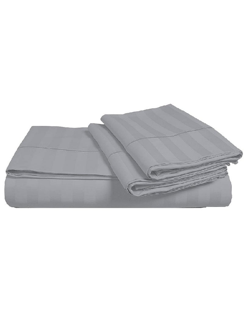 Blueberry Cotton Double Striped Fitted Elastic Pack of 3 Bedsheet 150x200+20cm  - Image 1