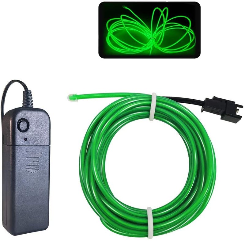 Automaze EL Wire, 16.4ft/5m Neon Lights Noise Reduction Neon Glowing Strobing Electroluminescent Wire for Parties, Halloween, DIY Decoration (Green) - Image 1