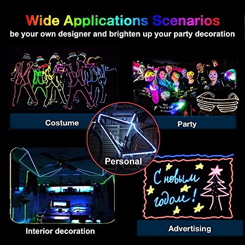 Automaze EL Wire, 16.4ft/5m Neon Lights Noise Reduction Neon Glowing Strobing Electroluminescent Wire for Parties, Halloween, DIY Decoration (Green) - Image 5
