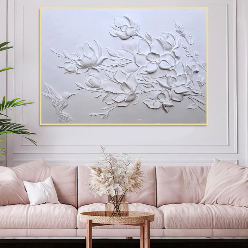 ماركتنا لوحة جداربة قماشية مطبوعة بتصميم اللوحة الجبسية مع برواز مجوف مقاس (90×60) قطعة واحدة - Image 3