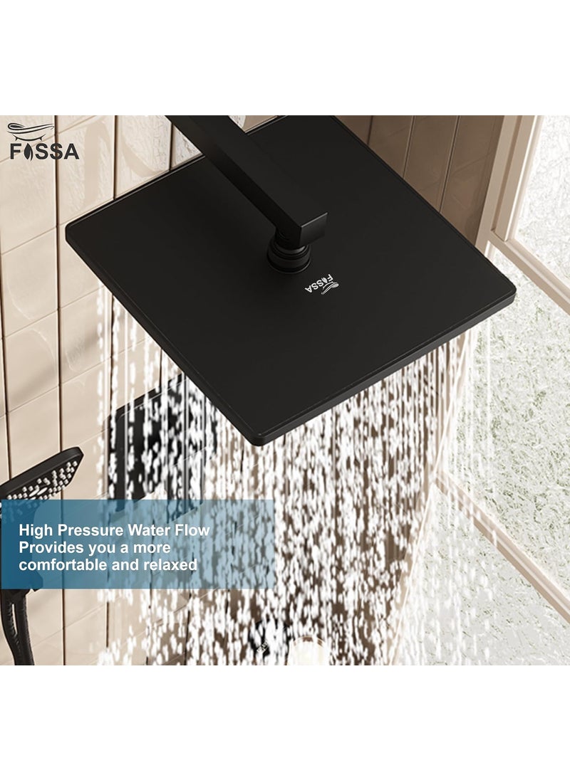 FOSSA Fossa 8 Inch Rainfall Shower Head 304 Stainless Steel Rain Showers Overhead Wall Mounted (Black)  - Image 3