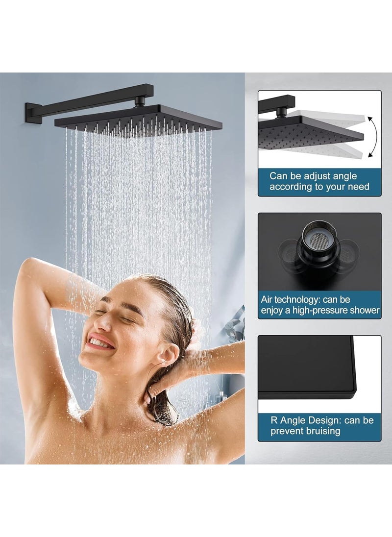 FOSSA Fossa 8 Inch Rainfall Shower Head 304 Stainless Steel Rain Showers Overhead Wall Mounted (Black)  - Image 5