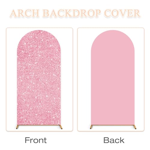 PATYDEST Arch Cover Set of 3 Sequin Wedding Arch Backdrop Cover 7.2FT 6.6FT 6FT Pink Gold Sparkle Arch Covers Stretchy Backdrop Chiara Backdrop Cover Spandex Arch Stand Covers for Balloon Arch Decor - Image 4
