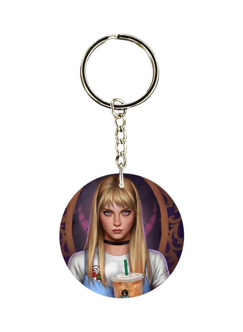 Cartoon Girl Printed Keychain