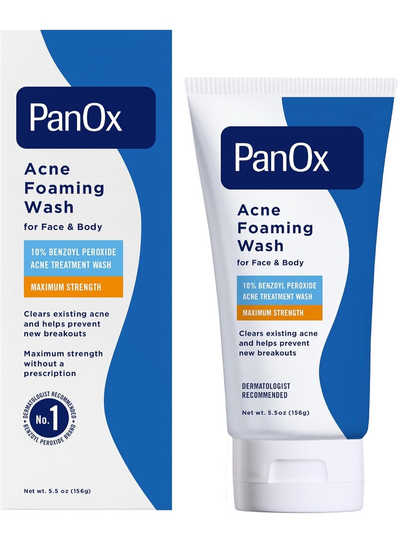 PANOX Acne Foaming Wash Benzoyl Peroxide 10% Maximum Strength, 5.5 Oz - Image 1