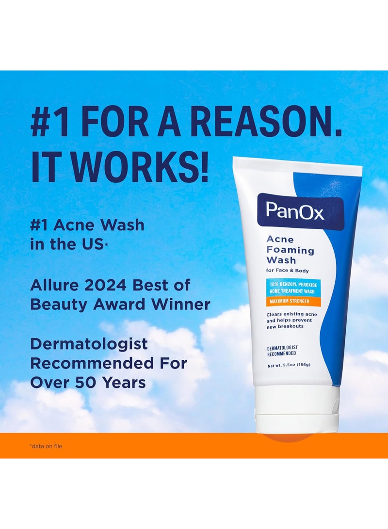 PANOX Acne Foaming Wash Benzoyl Peroxide 10% Maximum Strength, 5.5 Oz - Image 2
