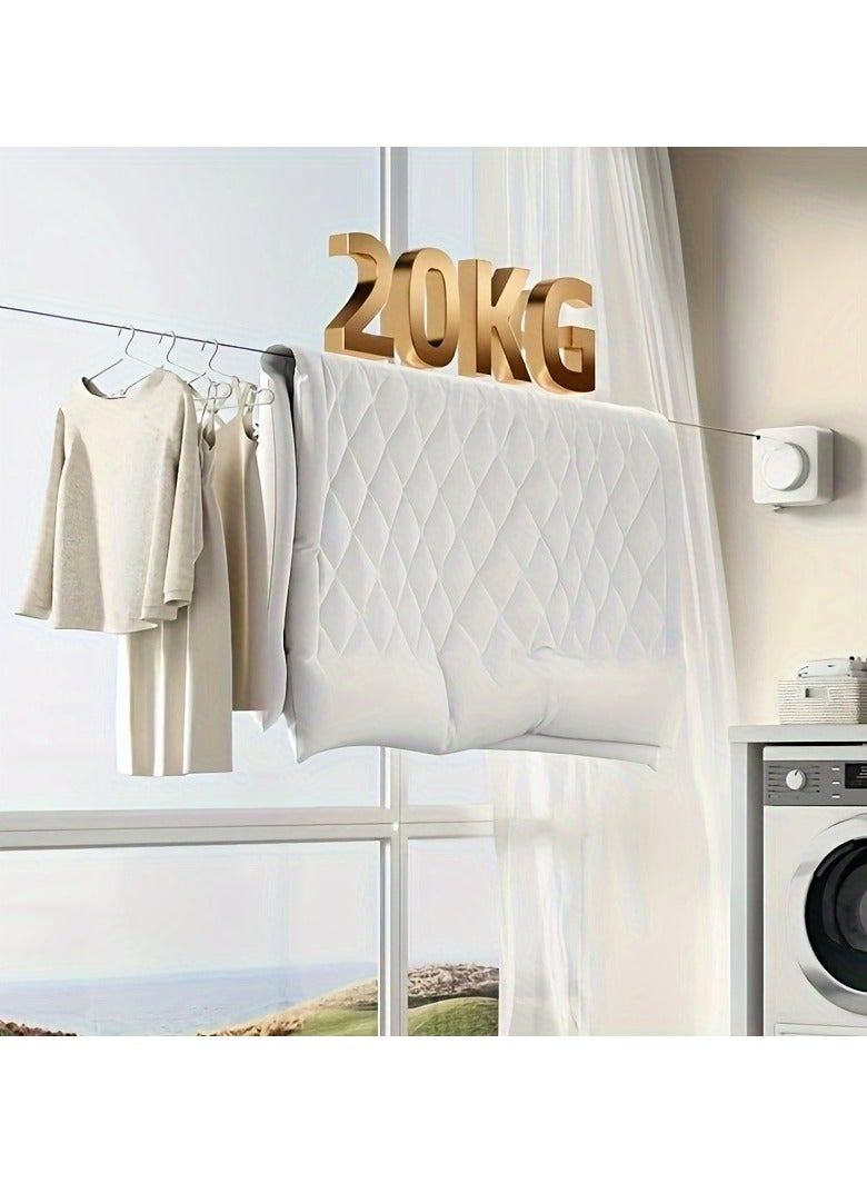 AROAQ Heavy-Duty Retractable Clothesline Reel Measuring 4.25 Meters, Made of 304 Stainless Steel, Perfect for Indoor Use in Rental Rooms Or on Balconies Ideal for Hanging Towels And Quilts, Clotheslines - Image 4