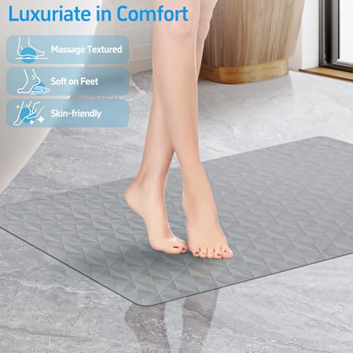 WRISIN Non Slip Bathtub Mat for Bath Tub Shower - Natural Rubber Mat with 241 Suction Cups - Soft Bathroom Safety Mat - Unique Diamond Pattern - Fatigue Relief - Machine Washable - 16 × 28 Inch - Image 4