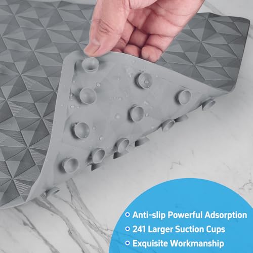 WRISIN Non Slip Bathtub Mat for Bath Tub Shower - Natural Rubber Mat with 241 Suction Cups - Soft Bathroom Safety Mat - Unique Diamond Pattern - Fatigue Relief - Machine Washable - 16 × 28 Inch - Image 3