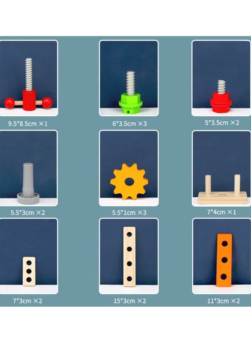مجموعة أدوات خشبية للأطفال، صندوق أدوات خشبي مونتيسوري مع مناشير، براغي، مطارق، ألعاب بناء إبداعية، هدايا تعليمية للأولاد والبنات - Image 4