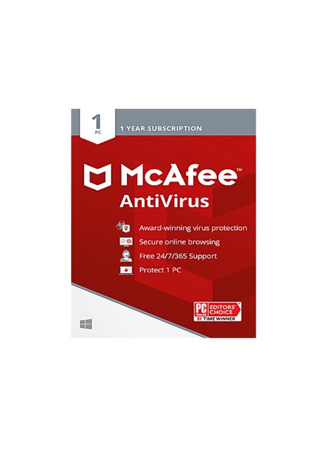 بطاقة ترخيص برنامج ماكافي لمكافحة الفيروسات الرقمية لمستخدم واحد - سنة واحدة