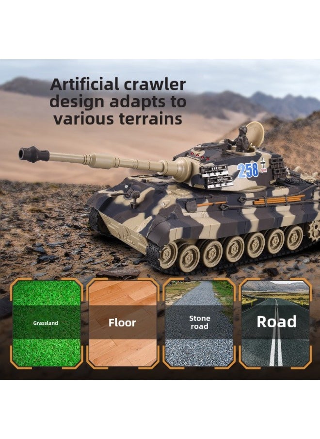 بيوينتي - Direct Supply Armored Vehicle Tracked Battle Children's Toy Model Simulation Remote Control Tank Remote Control Vehicle New-Color:205 Ordinary Edition Tiger King: Army Green-Specifications:Standard - Image 1