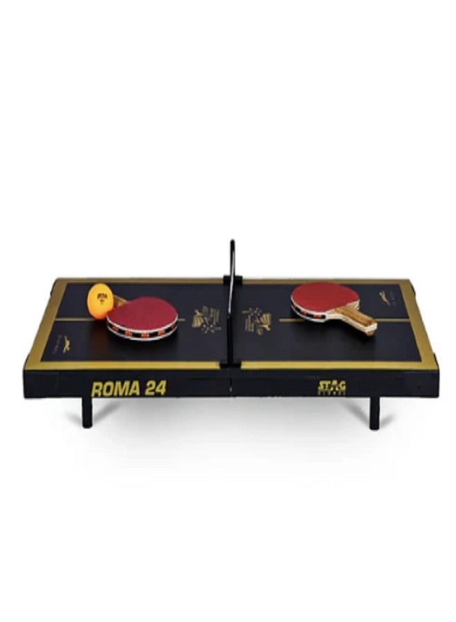 STAG GLOBAL Roma 24 Super mini Fun Table Tennis Table | Limited Edition Roma World Masters Championship 2024 | Black and Golden (Roma 24) - Image 1