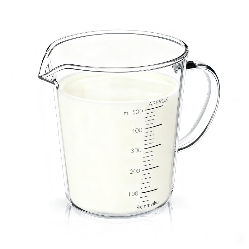 BCnmviku Glass Measuring Cups High Borosilicate 500ML 2CUPS [Insulated Handle | V-Shaped Spout]For Prepping Baking and Cooking Preheated Oven Dishwasher Freezer and Microwave Safe - Image 1