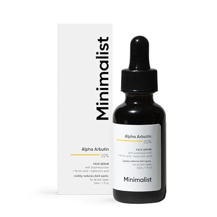 Minimalist Brightening and Anti Pigmentation Serum | Removes Acne Marks, Dark Spots & Blemishes | 2% Alpha Arbutin | Contains 4-n-Butylresorcinol(23x More Potent than Kojic Acid) | 1 Fl Oz/30 ml - Image 1