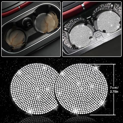 NBTEPEM 8 pcs Bling Car Accessories Set for Women, Steering Wheel Cover, Sparkly Seat Belt Covers, Bling Gear Shift Cover, Universal Fit Most Cars (Silver Diamond) - Image 5