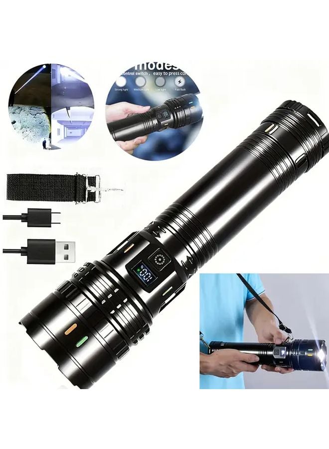 1PC Outdoor Zoom Flashlight 3600mAh 2001 Lumens 4 Modes Type C Charging - Image 2