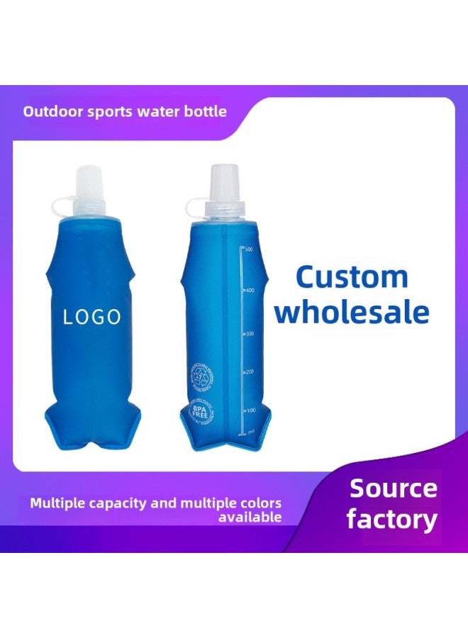 Sports Outdoor Soft Kettle Folding TPU Outdoor Soft Kettle Running Water Bag Marathon-Color:Transparent Black-Capacity:250ml  - Image 1