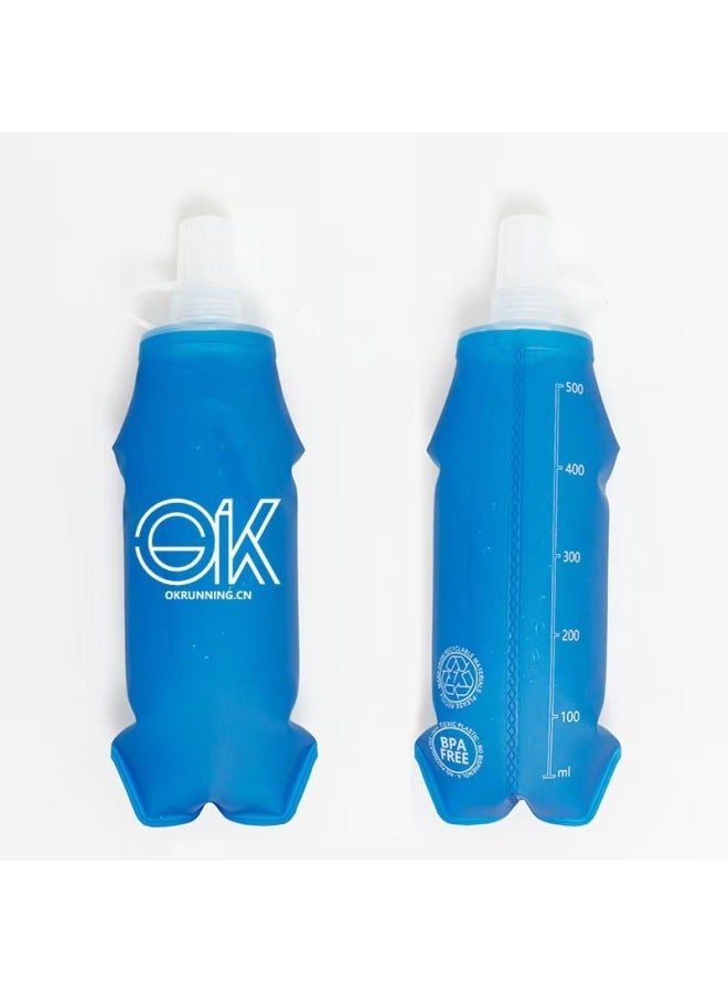 Sports Outdoor Soft Kettle Folding TPU Outdoor Soft Kettle Running Water Bag Marathon-Color:Transparent Black-Capacity:250ml  - Image 4