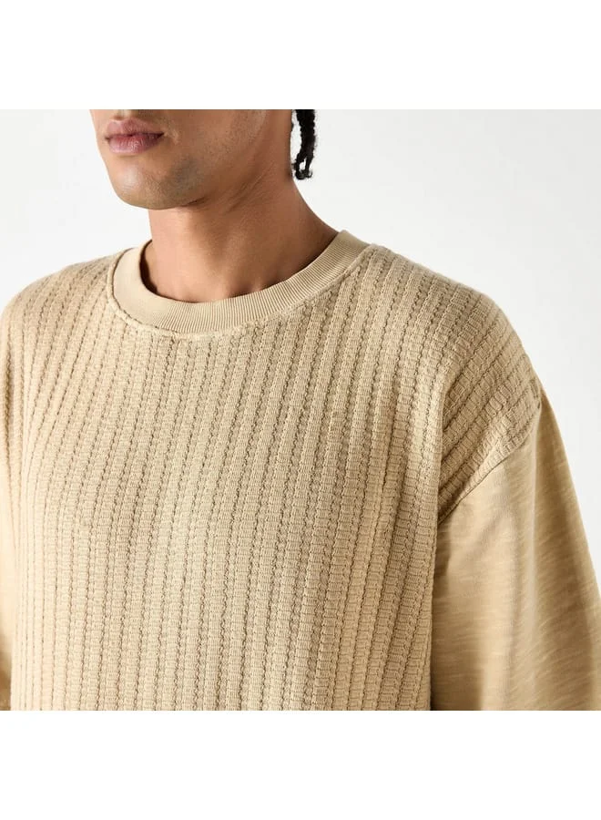 Lee Cooper Lee Cooper Textured Oversized T-shirt with Short Sleeves