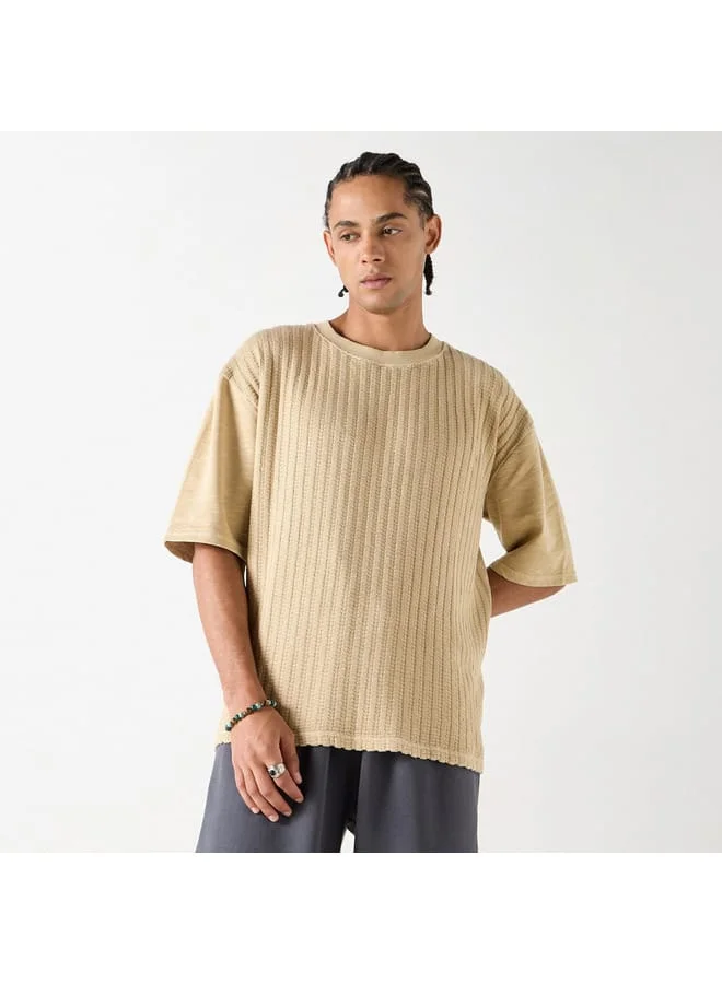 Lee Cooper Lee Cooper Textured Oversized T-shirt with Short Sleeves