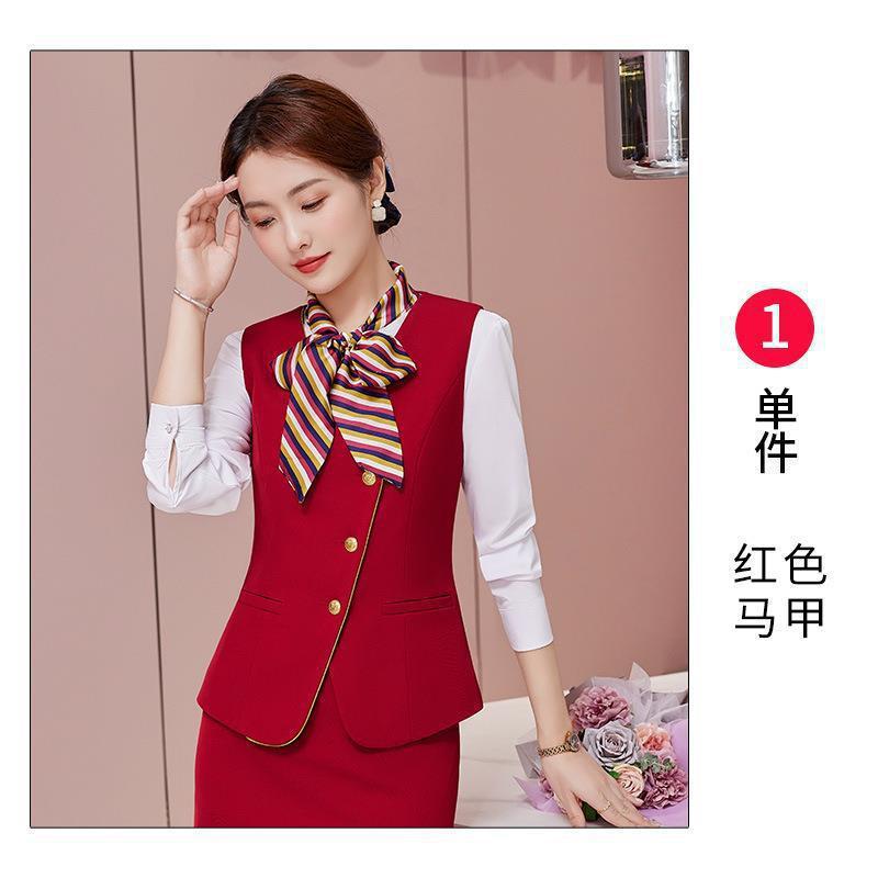 Business Wear Vest suit Female Temperament Goddess Fan Stewardess Uniform Hotel Front Desk Sales Department Work Clothes Autumn OL - Image 1