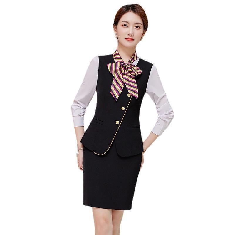 Business Wear Vest suit Female Temperament Goddess Fan Stewardess Uniform Hotel Front Desk Sales Department Work Clothes Autumn OL - Image 3