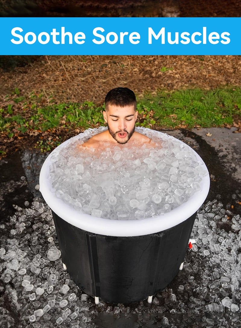 LEOKOR Portable Bathtub, Foldable Bathtub with Lid Hot Tub Cold Plunge Therapy Training Tub Pool Ice Barrel Thickening Freestanding SPA Plunge Bathtu Tub - Image 5