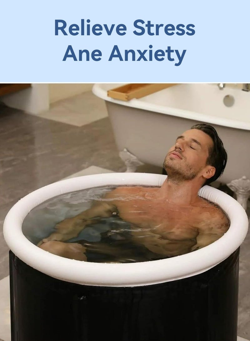 LEOKOR Portable Bathtub, Foldable Bathtub with Lid Hot Tub Cold Plunge Therapy Training Tub Pool Ice Barrel Thickening Freestanding SPA Plunge Bathtu Tub - Image 3