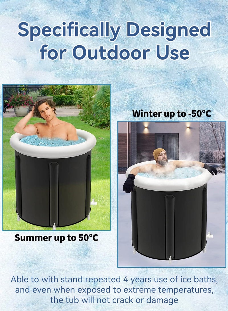LEOKOR Portable Bathtub, Foldable Bathtub with Lid Hot Tub Cold Plunge Therapy Training Tub Pool Ice Barrel Thickening Freestanding SPA Plunge Bathtu Tub - Image 4