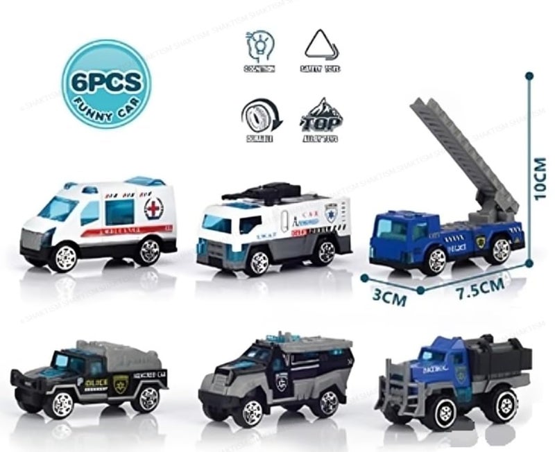 SHAKTISM Die Cast Metal Pull Back Toy Vehicles Set, 1:64 Scale, 5 Pieces, Engineering Construction Vehicles Collection (City Rescue Vehicle) - Image 5