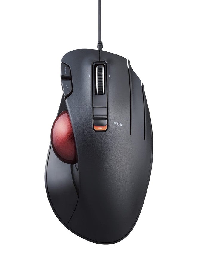 ELECOM EX-G Wired Trackball Mouse, Ergonomic Thumb Control, Smooth Tracking Roller Ball, 5 Programmable Buttons, Tilt Scroll, Computer Mice for PC Mac - Image 1