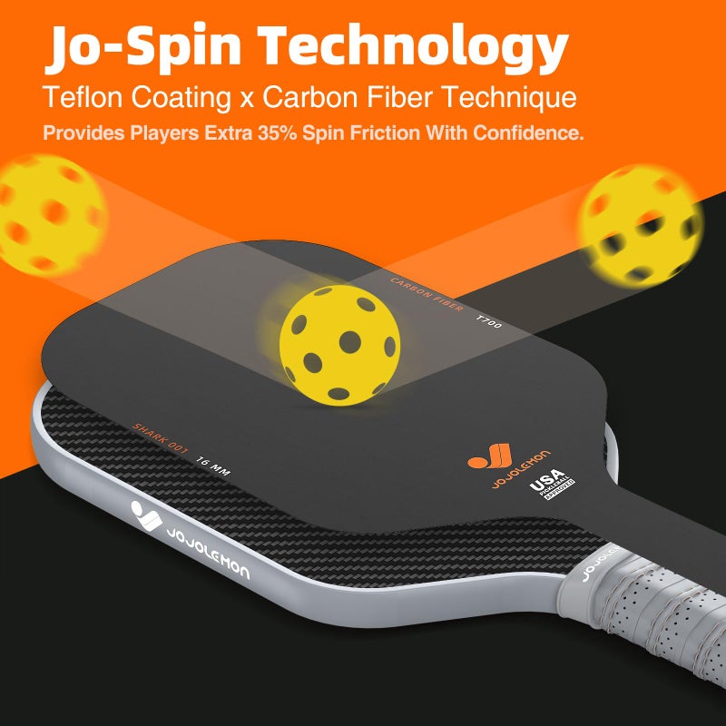 JOJOLEMON Pickleball Paddles, Raw Carbon Fiber Rackets with 16mm Polymer Honeycomb Core, Hybrid Racquet Designed for Ultimate Spin & Consistency - USAPA Approved - Image 4