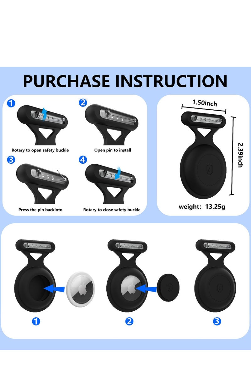 إينوشا غلافي AirTag بمشبك - 2 قطعة من السيليكون المرن مع حزام مفتاح إضافي، مثالي للأطفال وكبار السن والأمتعة - Image 5