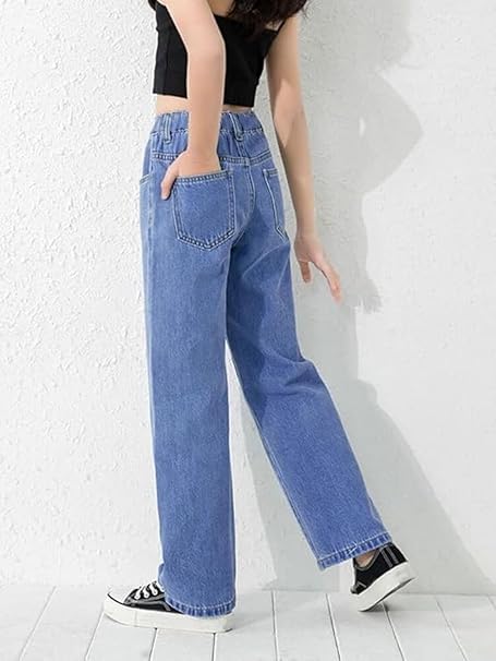 ADBUCKS Stretchable Denim Fabric High Rise Wide Leg Jeans for Girls II Girls Bootcut Jeans (in, Age, 9 Years, 10 Years, Stone) - Image 4