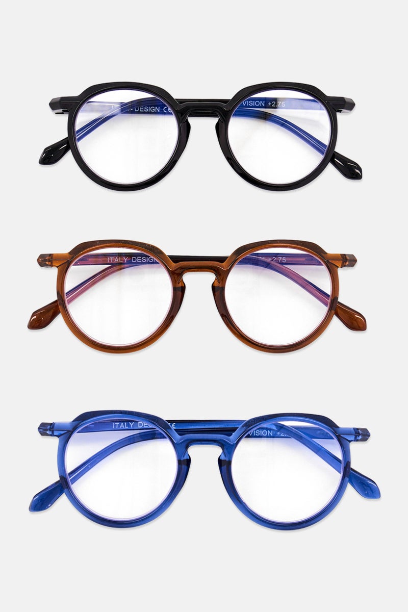 SKY VISION Men 3 Pieces WRS7242S Round Reading Glasses, Assorted - Image 1