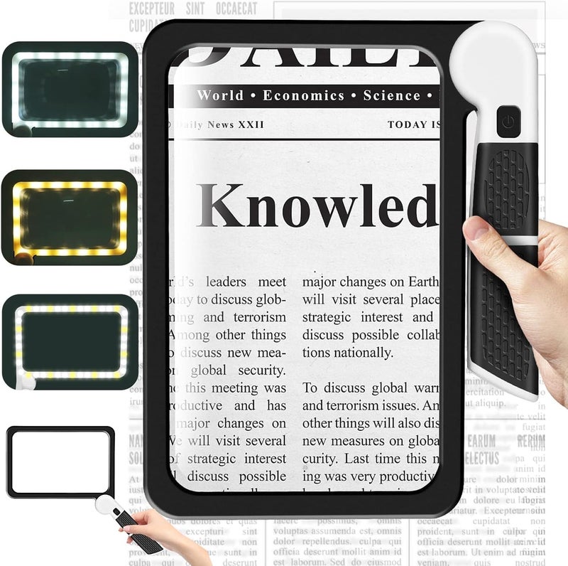 X spring Magnifying Glass With Light, 5X Magnifying Glass For Reading, Large Folding Lighted Magnifier With 48 Led Lights, 3 Modes Handheld Full Page Magnifier For Seniors Low Vision Reading - Image 1