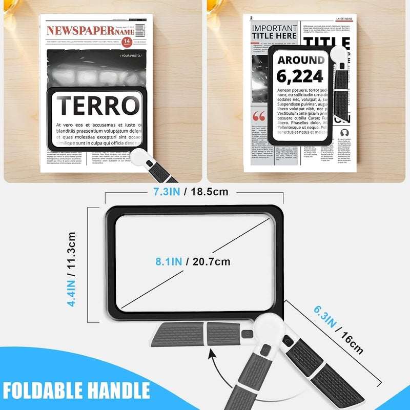 X spring Magnifying Glass With Light, 5X Magnifying Glass For Reading, Large Folding Lighted Magnifier With 48 Led Lights, 3 Modes Handheld Full Page Magnifier For Seniors Low Vision Reading - Image 4