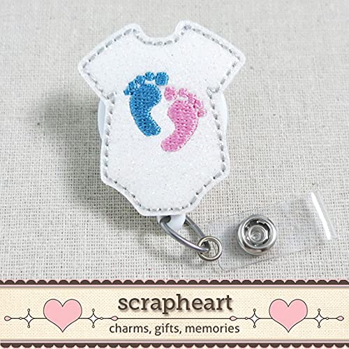 SCRAPHEART Baby Feet Onesie Badge Reel, Labor & Delivery Nurse Retractable ID Holder, NICU OB-GYN Badge Clip, Cute Healthcare Worker Gift - Image 2
