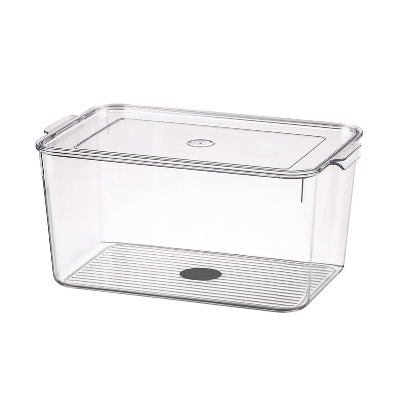 Rabbonix Stackable Refrigerator Organizer For Vegetable And Fruit Fridge Storage Container With Lid Capacity 3L Pack of 01 Acrylic - Image 1
