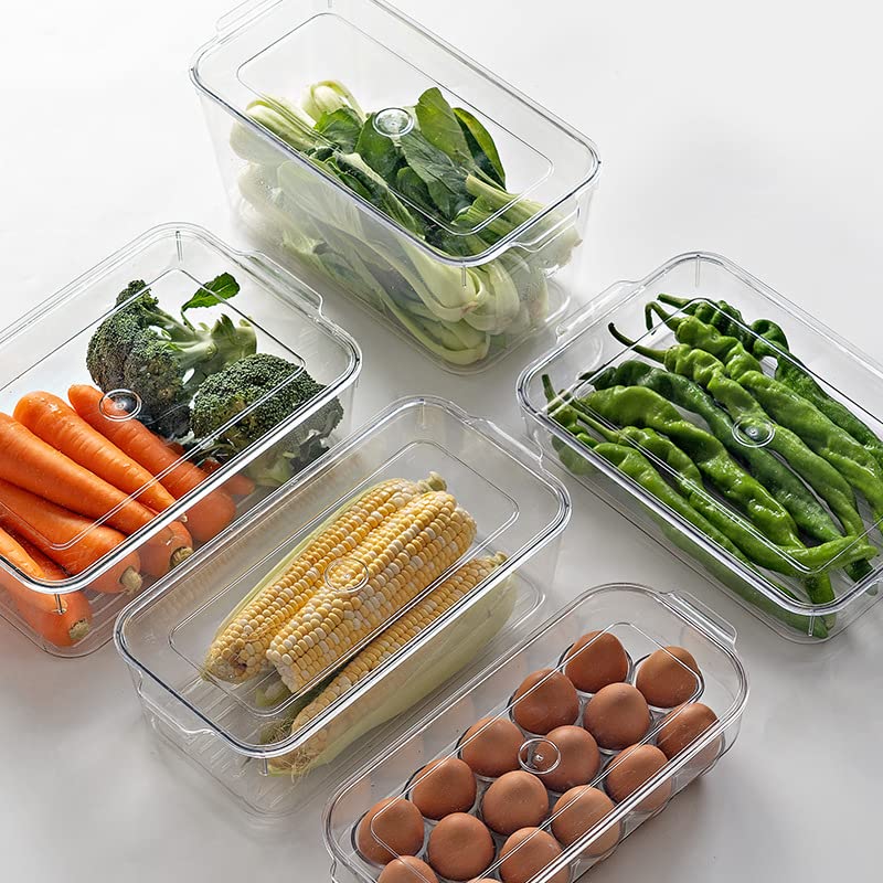 Rabbonix Stackable Refrigerator Organizer For Vegetable And Fruit Fridge Storage Container With Lid Capacity 3L Pack of 01 Acrylic - Image 5