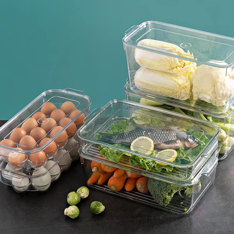 Rabbonix Stackable Refrigerator Organizer For Vegetable And Fruit Fridge Storage Container With Lid Capacity 3L Pack of 01 Acrylic - Image 3