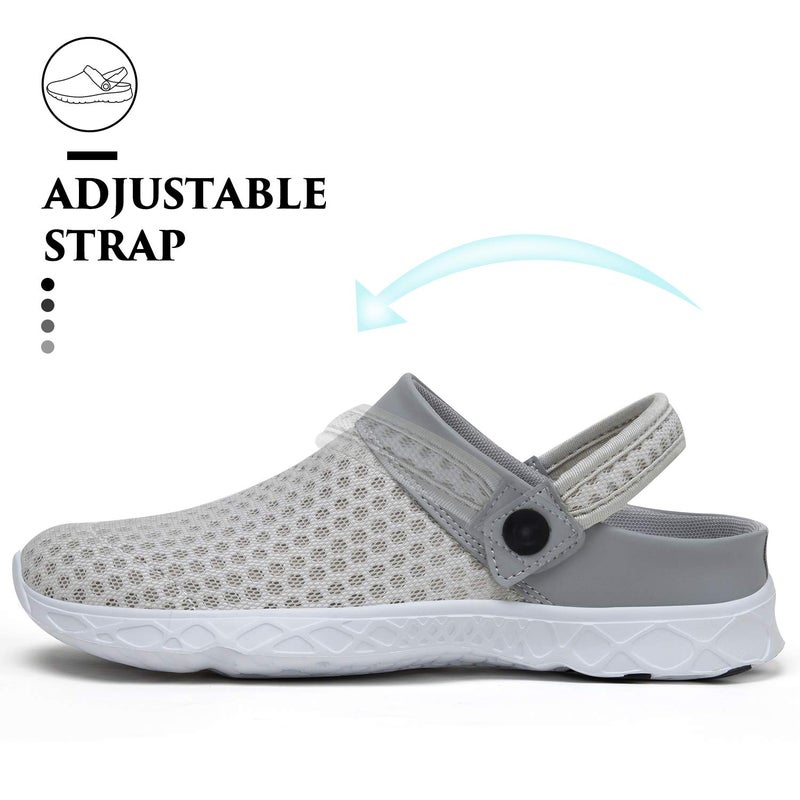 SAGUARO Men's Women's Quick Dry Garden Shoes Lightweight Breathable Gardening Clog Water Shoes Mesh Sandals for Sports Outdoor Beach Pool Exercise Beige 15 Women/13 Men - Image 3