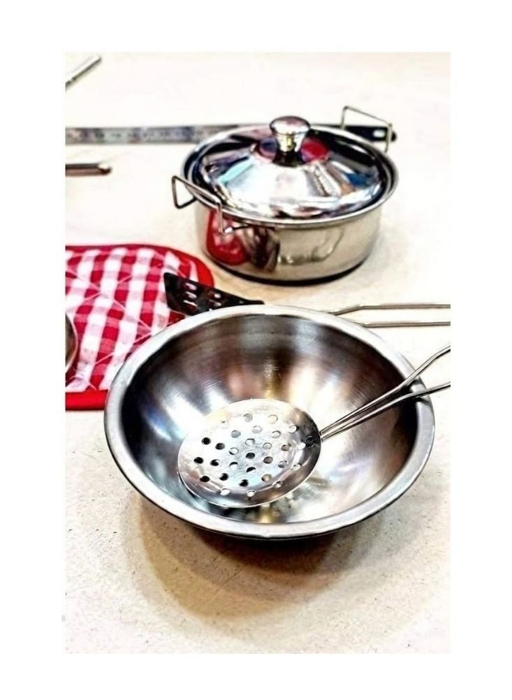 NinEx Stainless Steel Pretend Kitchen Utensils Toy Play Set - Image 4