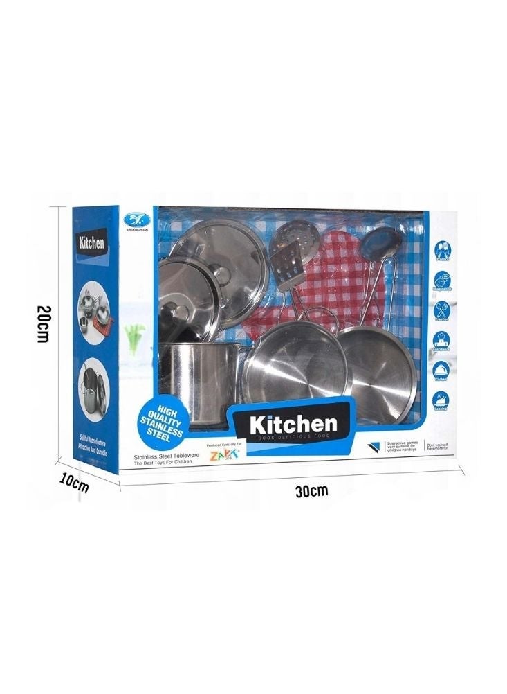 NinEx Stainless Steel Pretend Kitchen Utensils Toy Play Set - Image 3