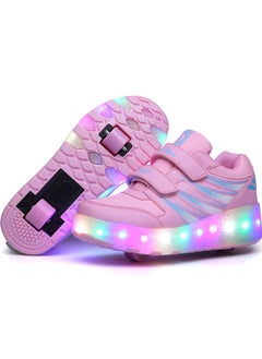 Generic Roller Shoes Sneakers,Roller Skates for Kids,Skates Shoes with Wheels LED Light for Kids (Pink)  - Image 1