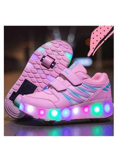 Generic Roller Shoes Sneakers,Roller Skates for Kids,Skates Shoes with Wheels LED Light for Kids (Pink)  - Image 2