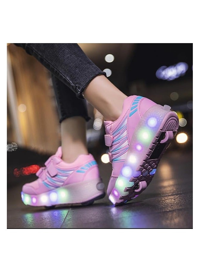 أحذية رياضية بعجلات، أحذية تزلج بعجلات للأطفال، أحذية تزلج بعجلات مع إضاءة LED للأطفال (وردي) - Image 5