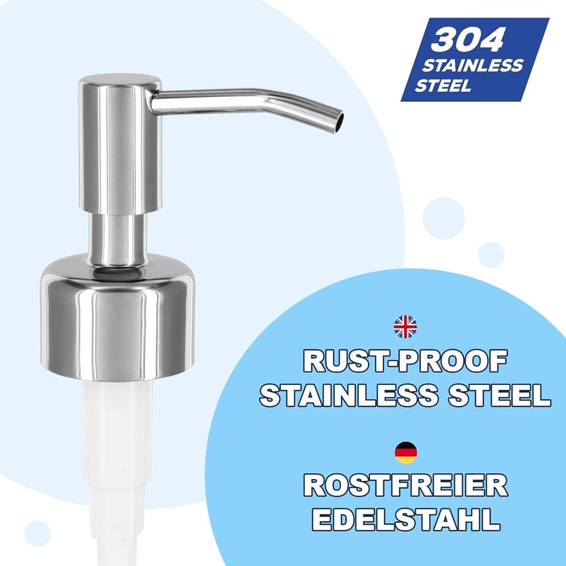 Altglas Upcycling Soap Dispenser Pump Head 'Budapest' with 3 Silicone Stoppers Fitting Ring Set for All Bottle Openings With Diameter 18-23mm (Silver Chrome) - Image 3